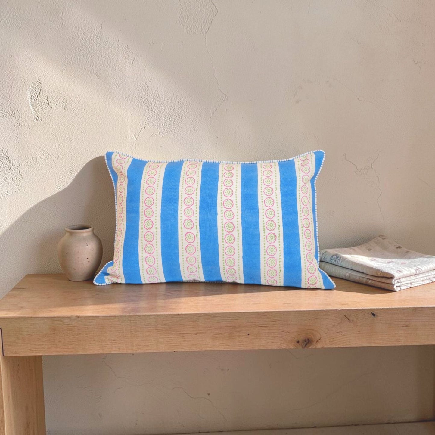 Malhaar Linen Pillow Cover - Blue