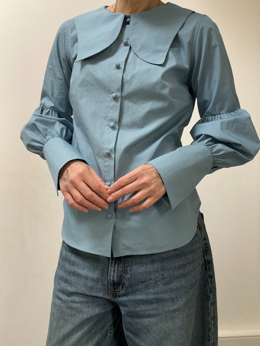 HABIBA BLOUSE  Organic Cotton Blue
