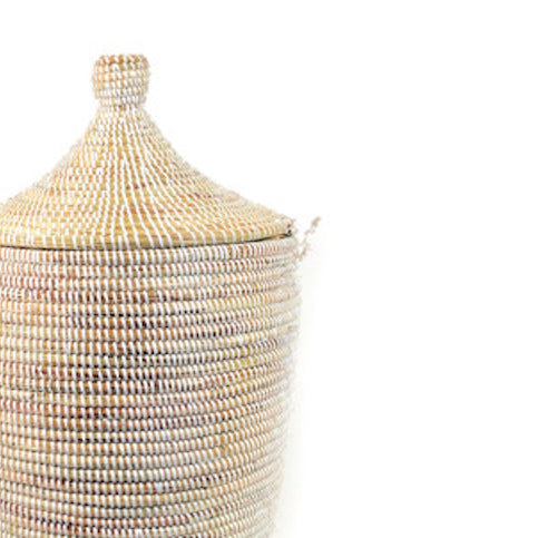 Dou Lid Storage Basket Monochrome White -  Medium