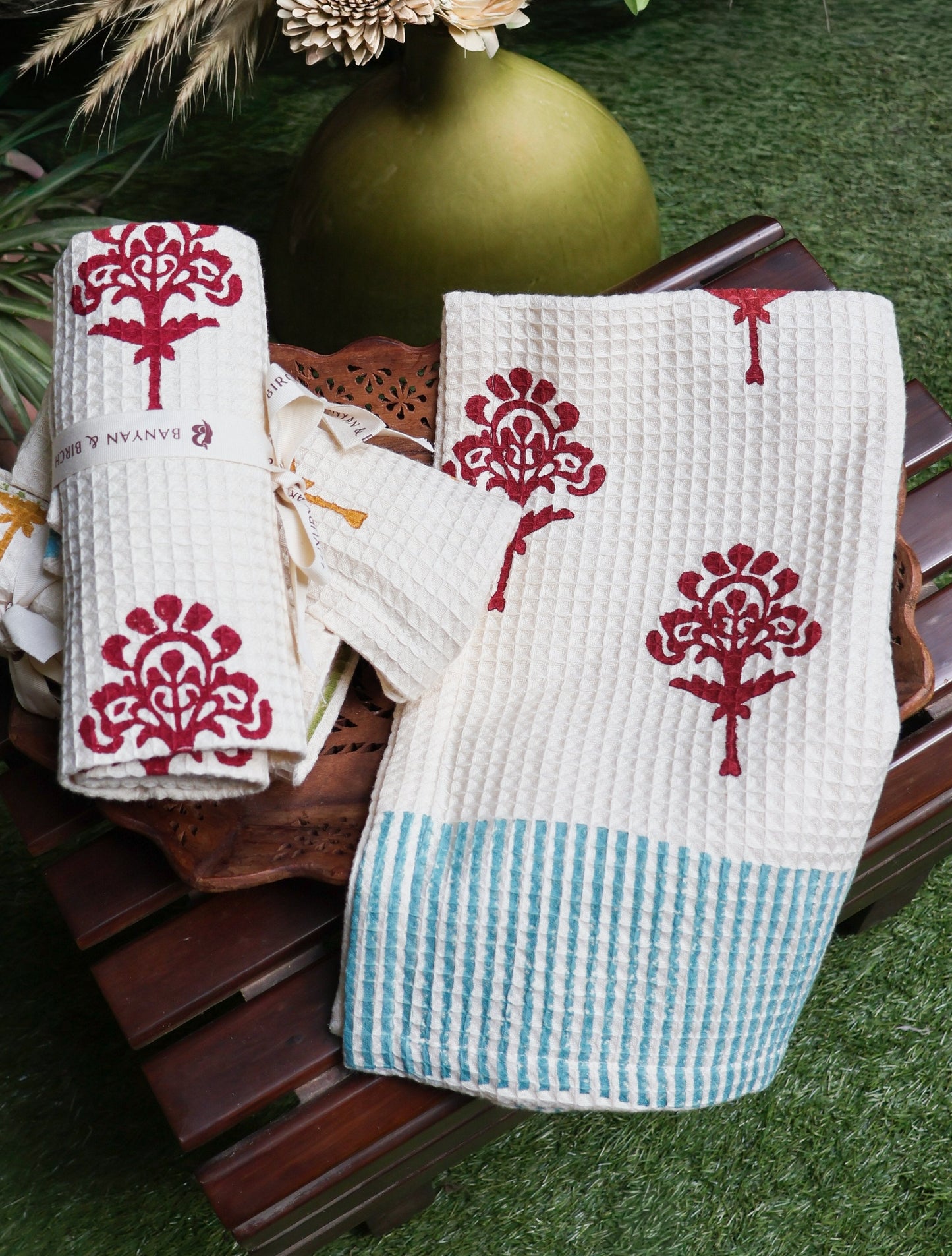 Harmony Cotton Waffle Kitchen Towels - Set of 2 (Multi-color)