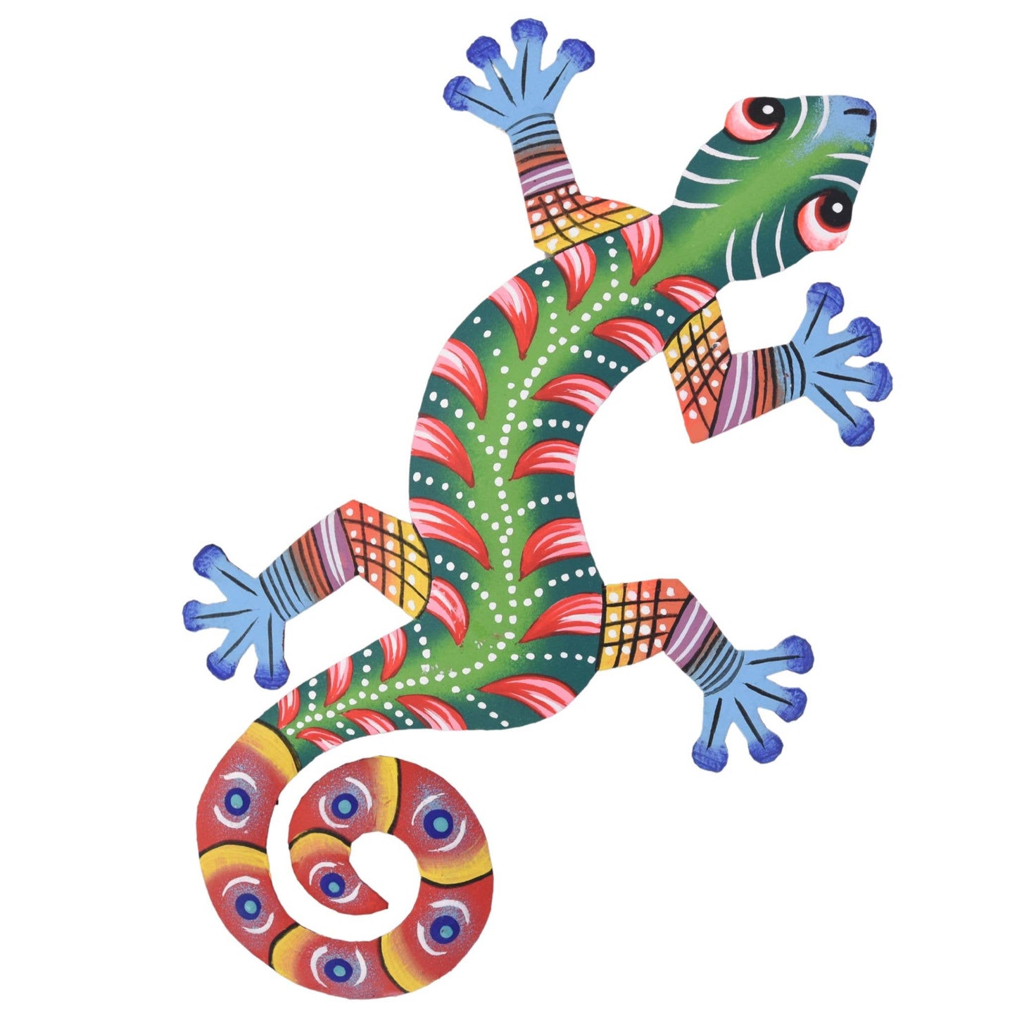 Hand-Painted Metal Gecko – Recycled Haitian Art Matt Finish