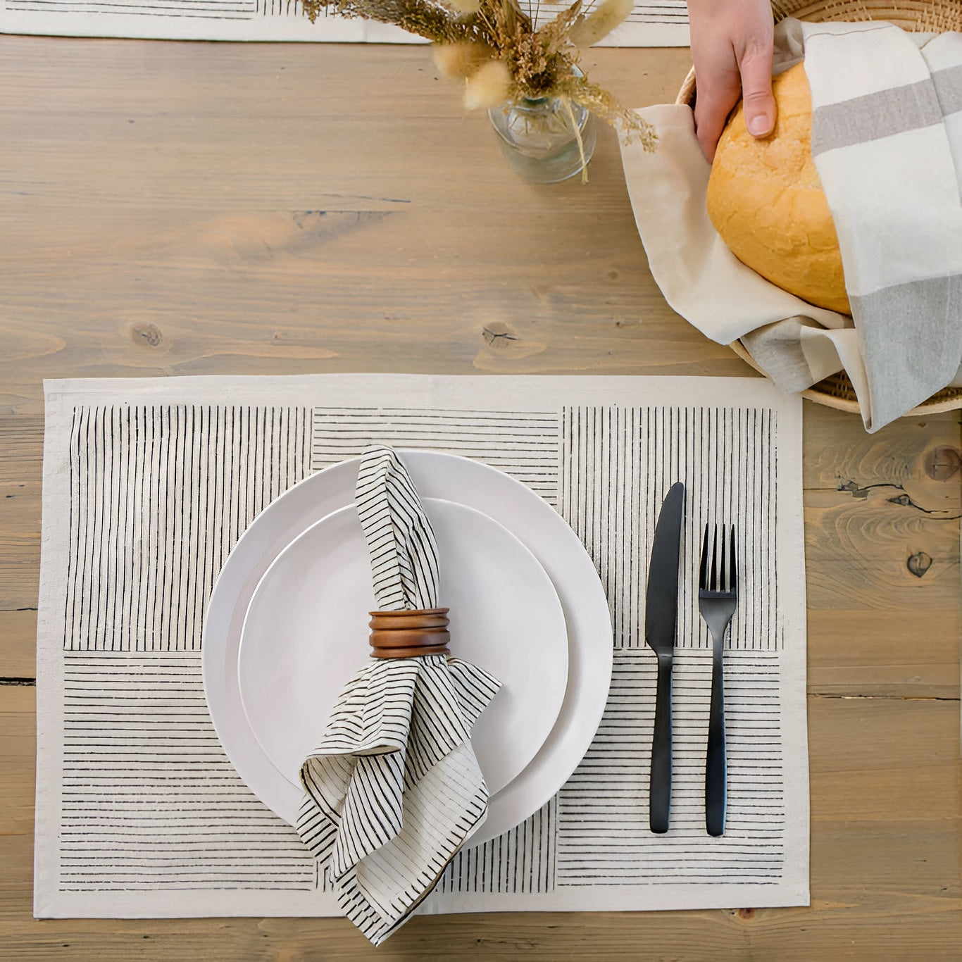 Hand Block Printed Cotton Placemats | 14″ × 20″ | Set of 4 | Fair Trade | FIELDLINE