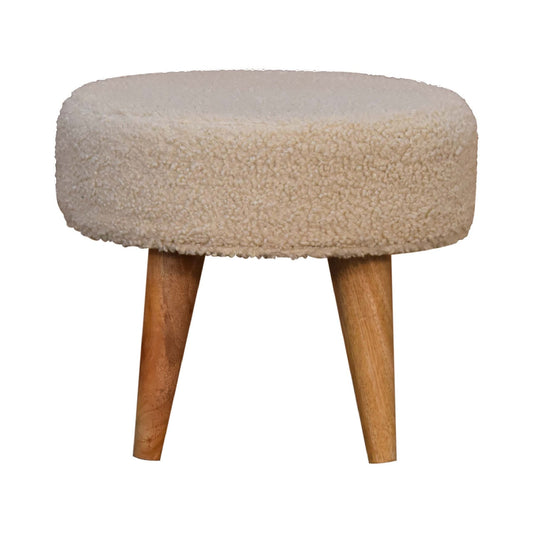 Solid Wood Boucle Petite Footstool