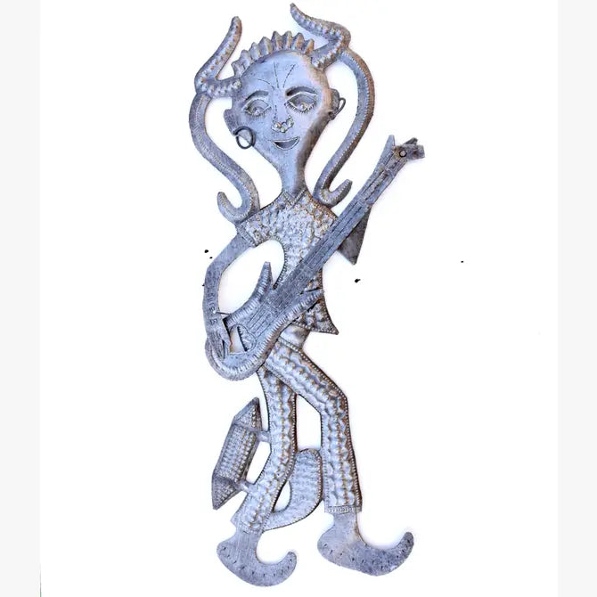 Boy with Guitar, Haitian Fair Trade, Metal Wall Art 6