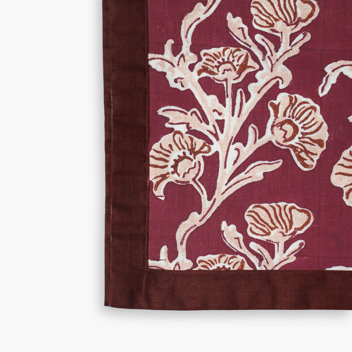 Bella Hand Printed Table Runner - Wine Red
