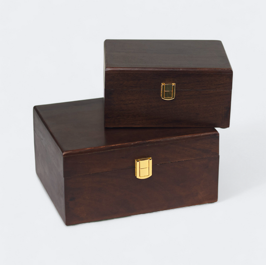 S/2 Handcrafted Acacia Urban Walnut Box Set Gift Box