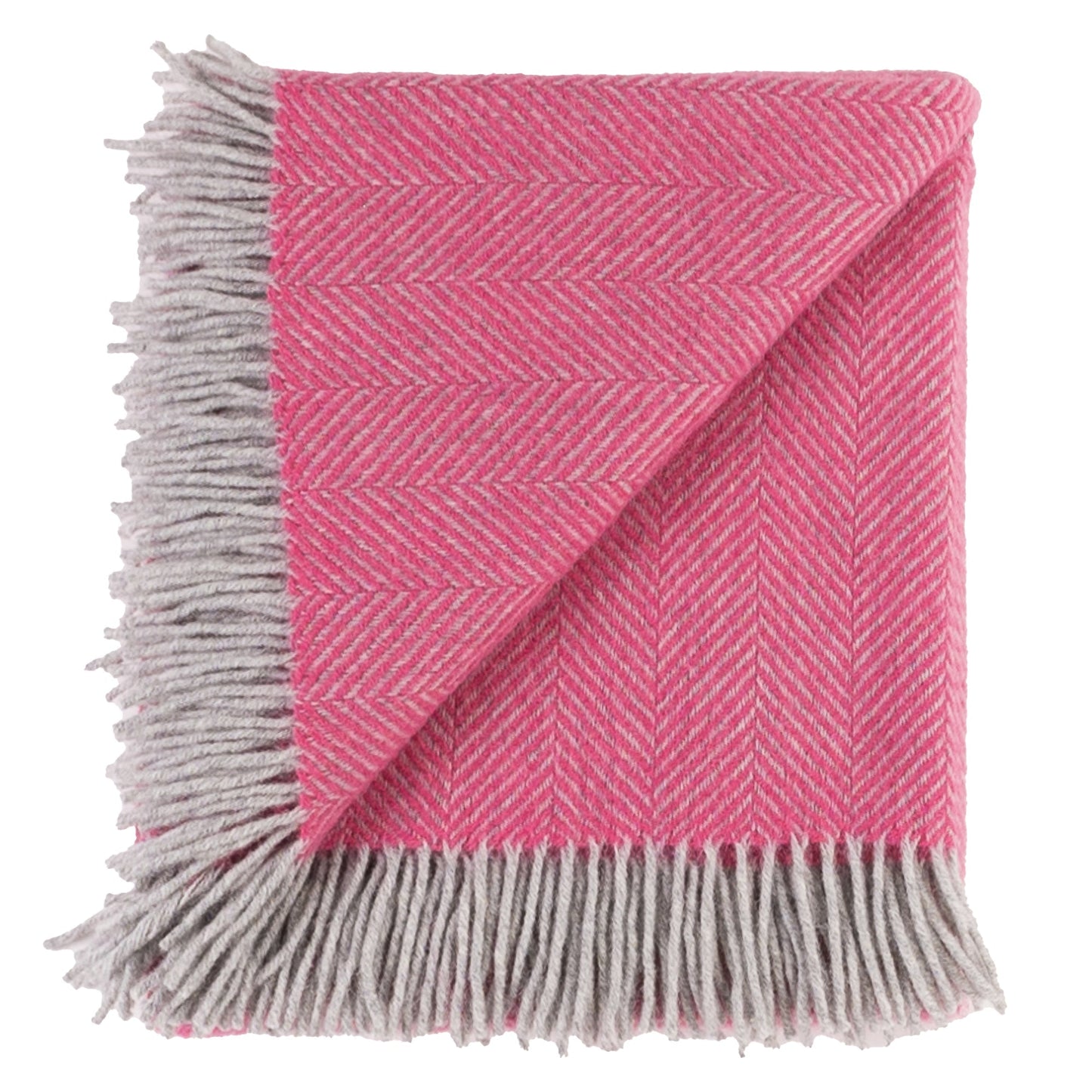 Highland Tweeds Herringbone  Pure New Wool Throw - Magenta Pink