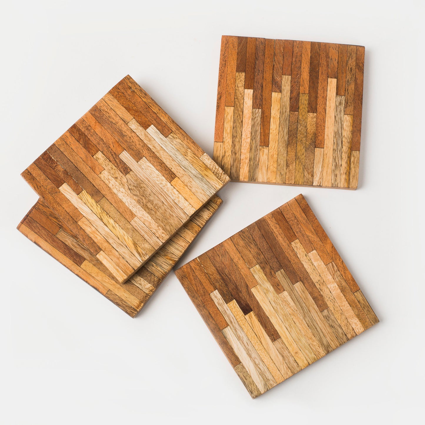 Wooden Marquewood Two Tone Coaster Set of 4