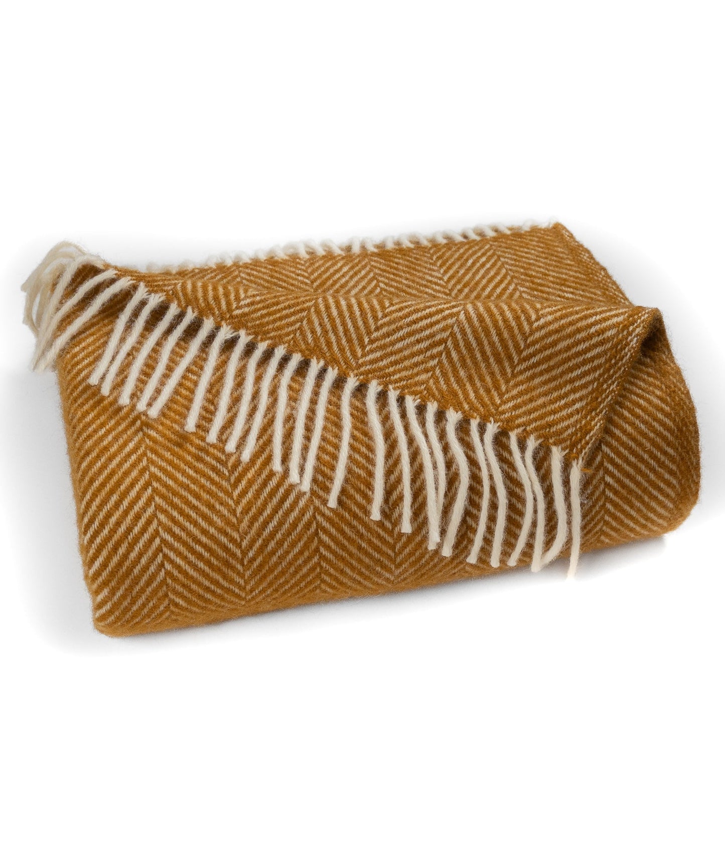 Highland Tweeds Herringbone Pure New Wool Throw - Whiskey