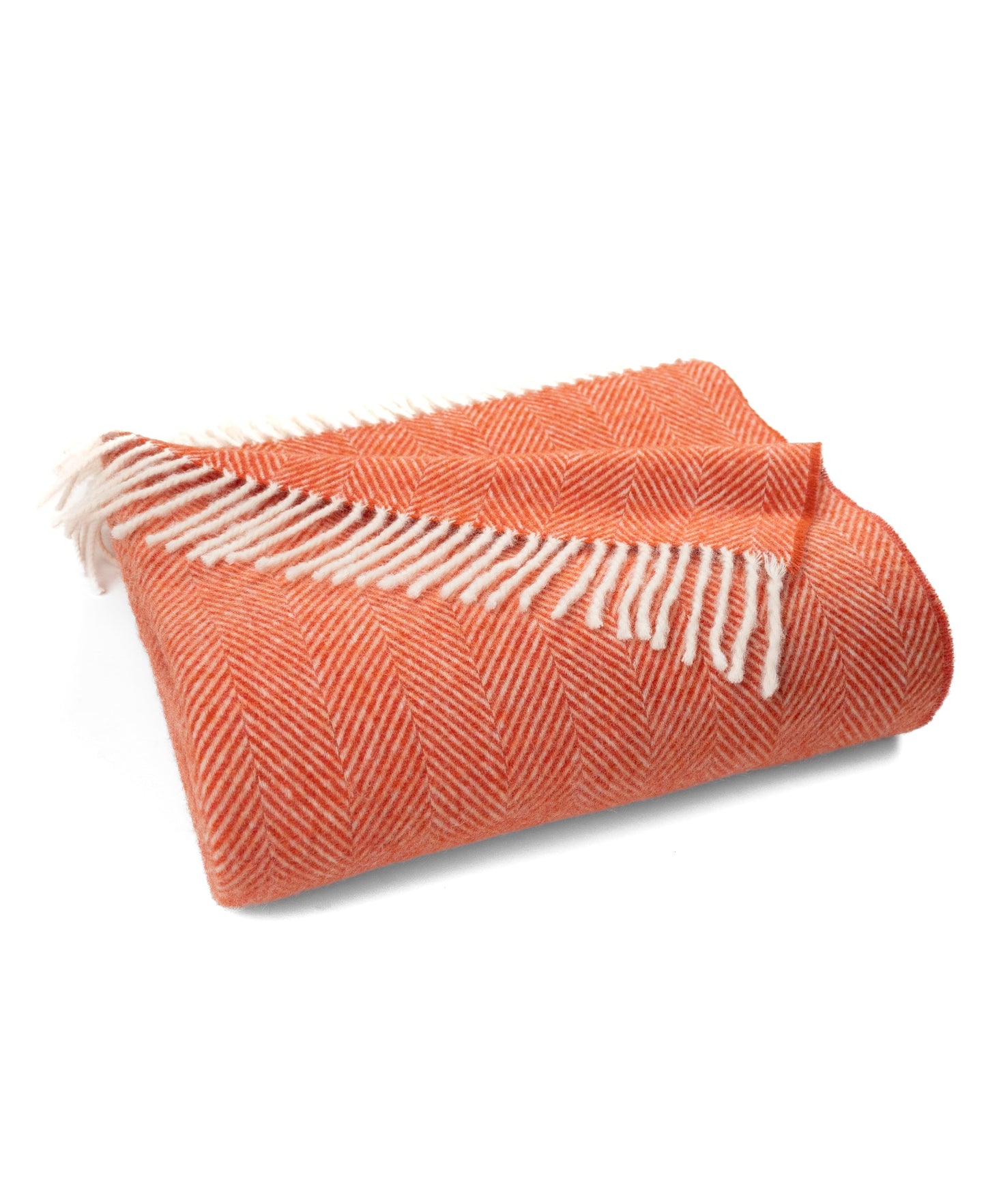 Southampton Home Merino Wool Herringbone Throw - Melon