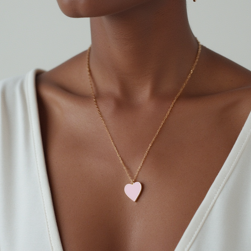Single Hearted Girl Pink Heart Necklace | Magnetic Clasp