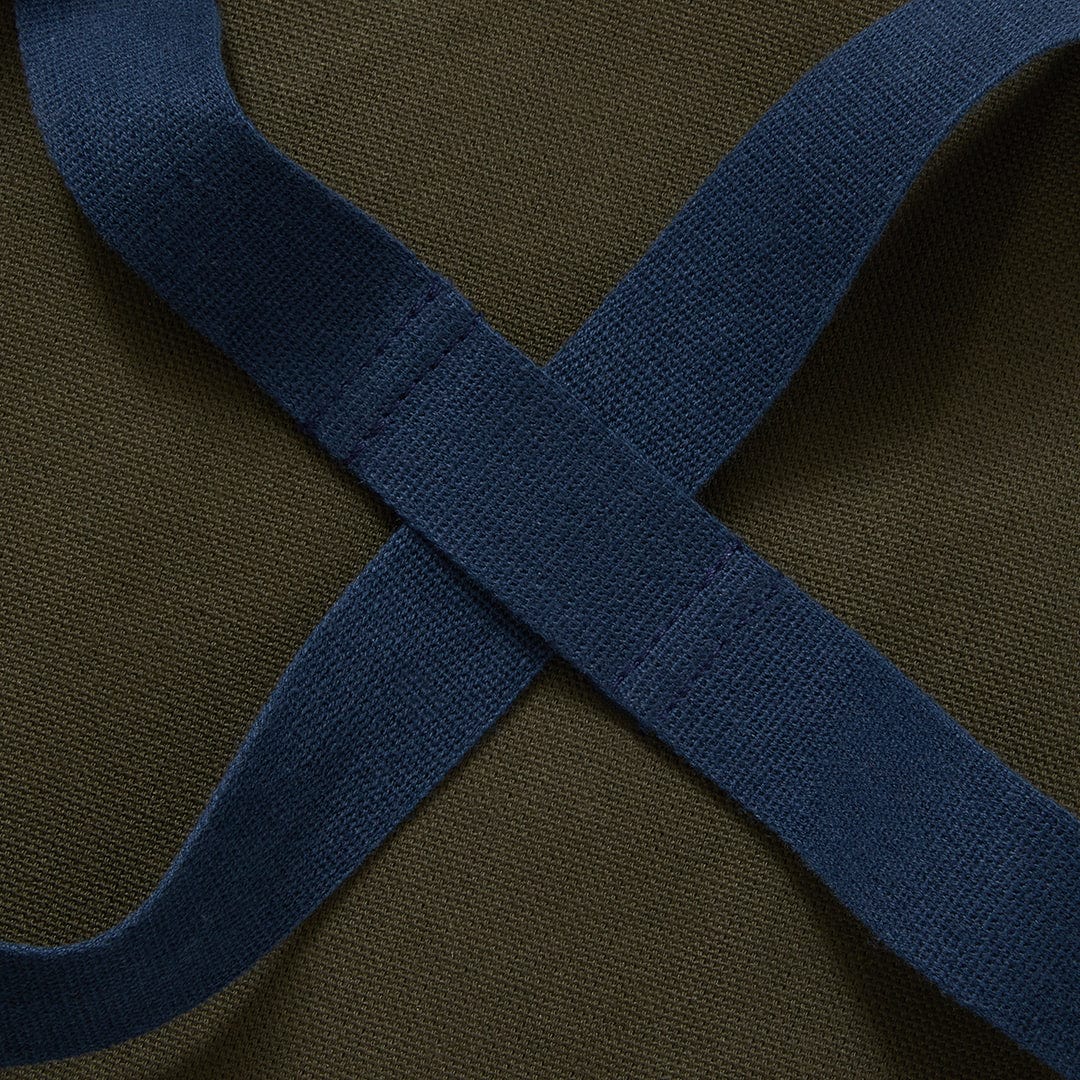 The All Day Crossback Apron - Olive Green Navy Straps