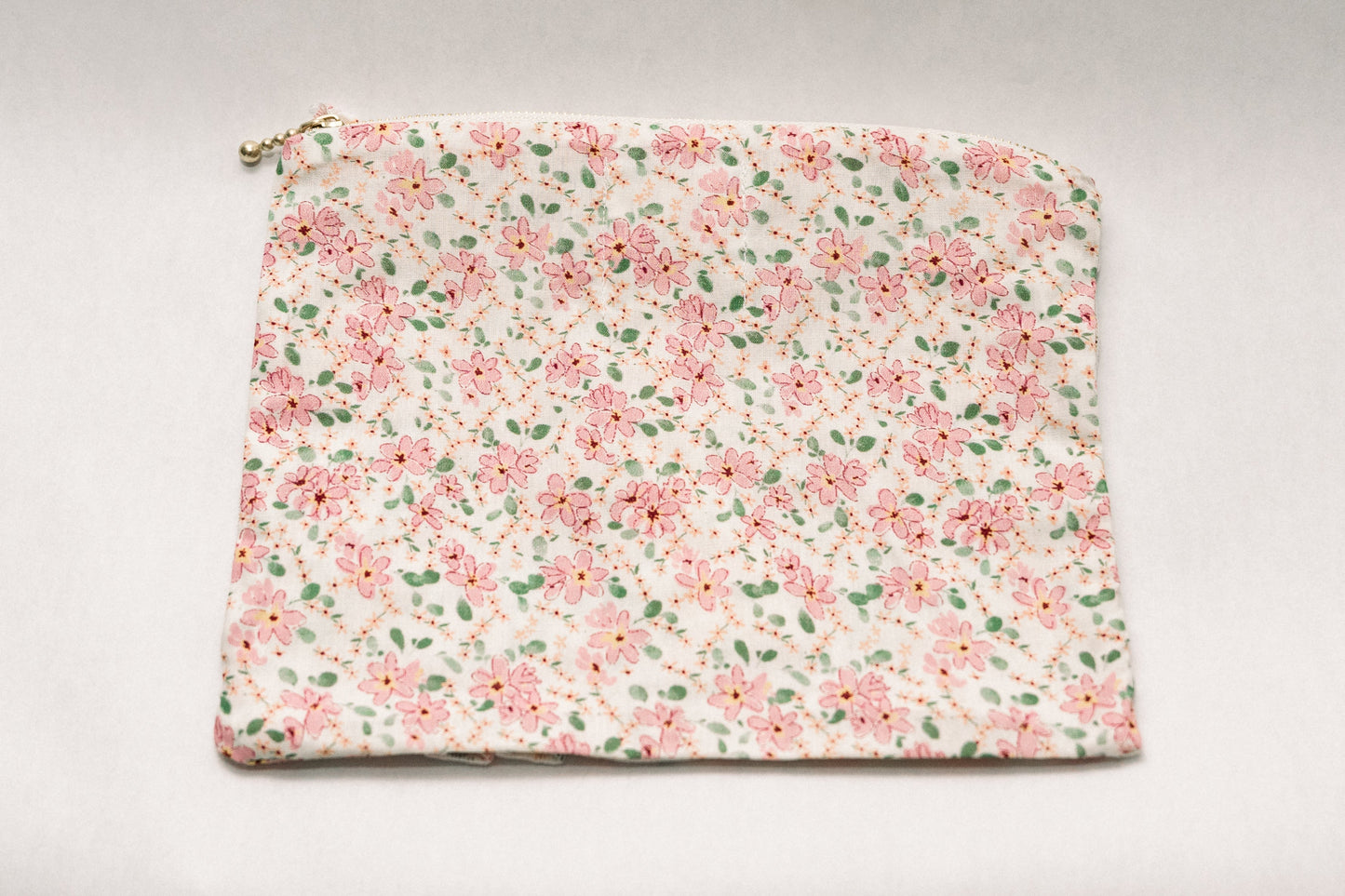 Peach Blossom | Timeless Floral Ruffle Zipper Pouch