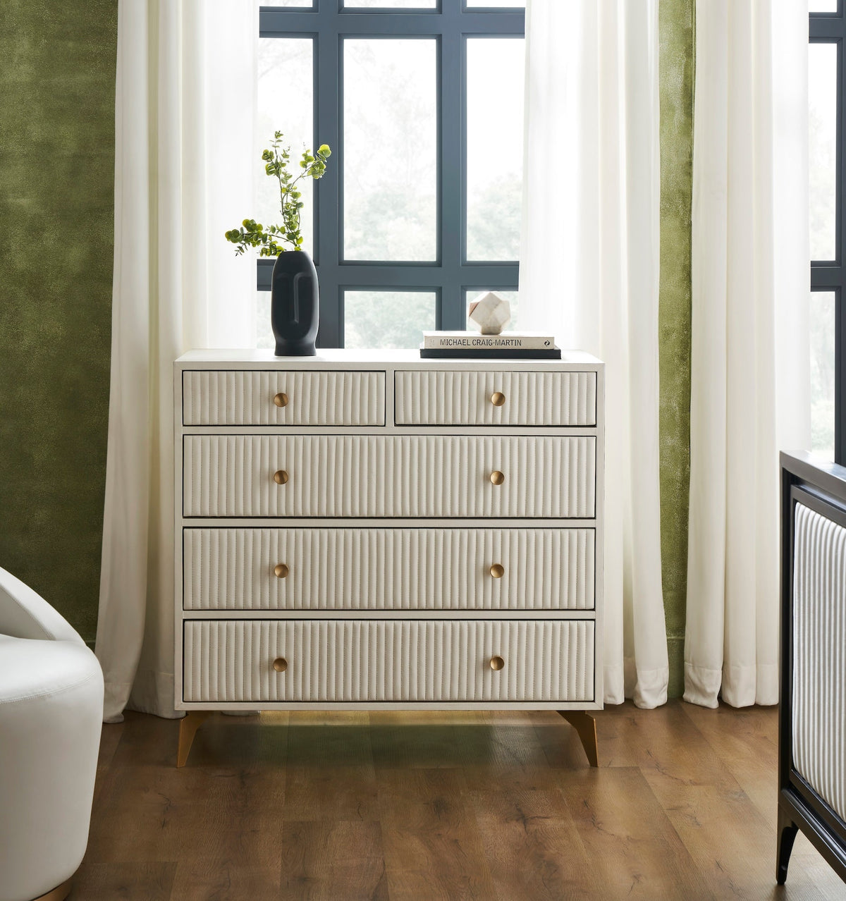 Stanford Five Drawer Leather Chest