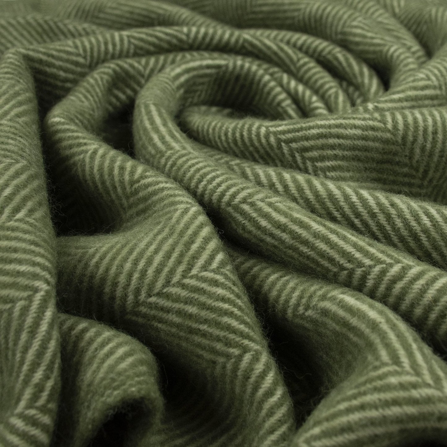 Highland Tweeds Herringbone Pure New Wool Throw ~ Evergreen