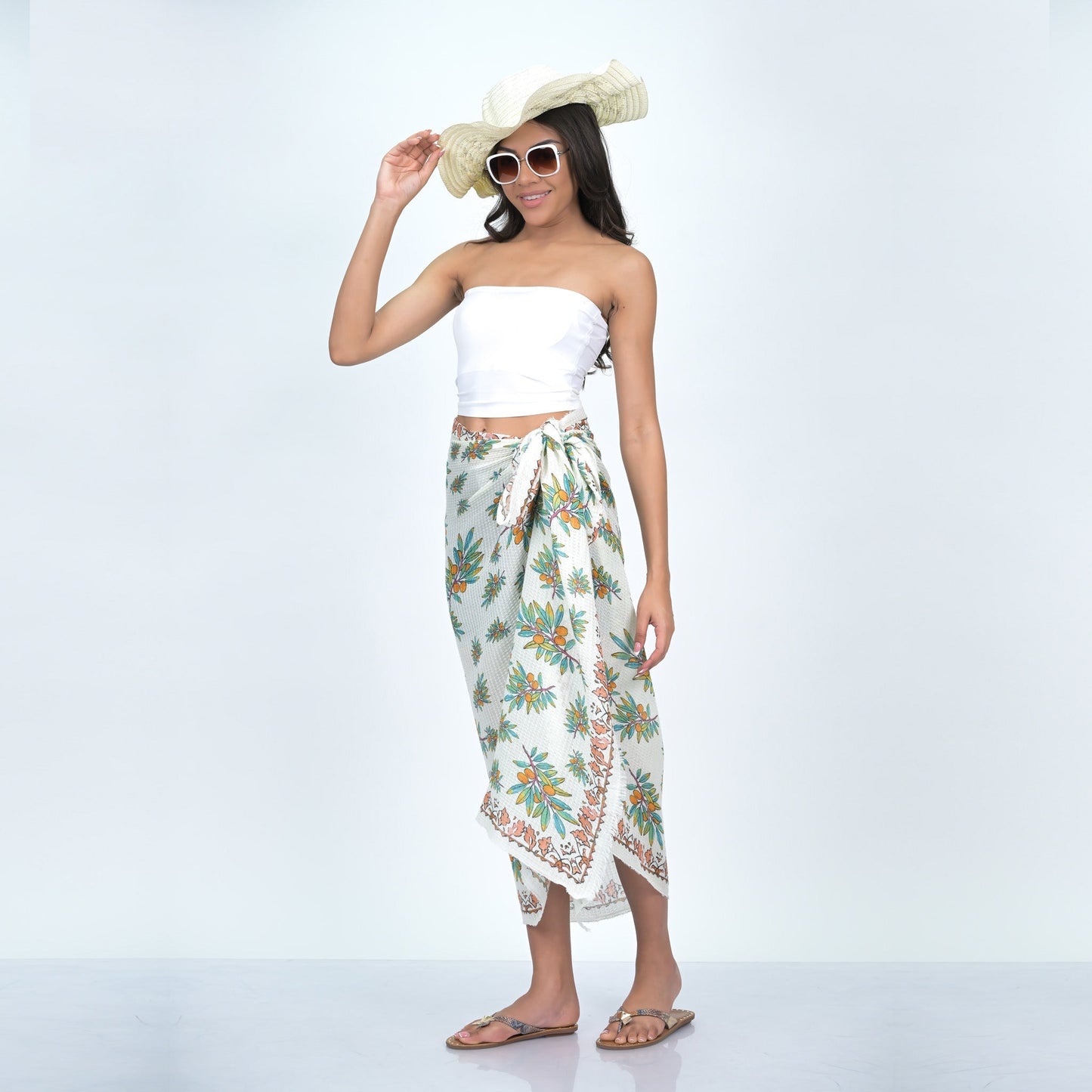 Leaf Cascade Scarf - Beige