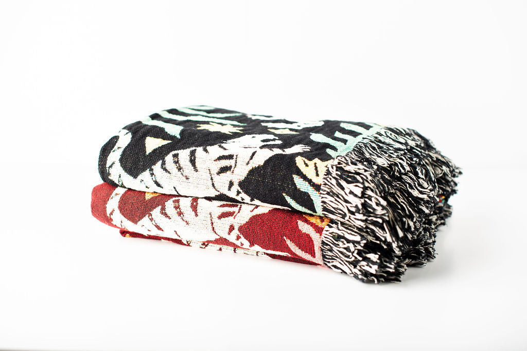 Red Tiger Folk Art Jacquard Woven Throw