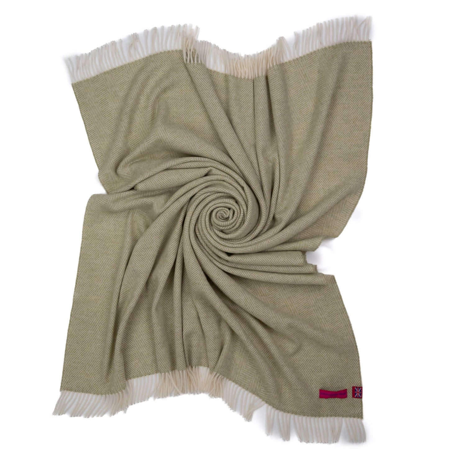 Southampton Home Merino Wool Herringbone Throw - Celery