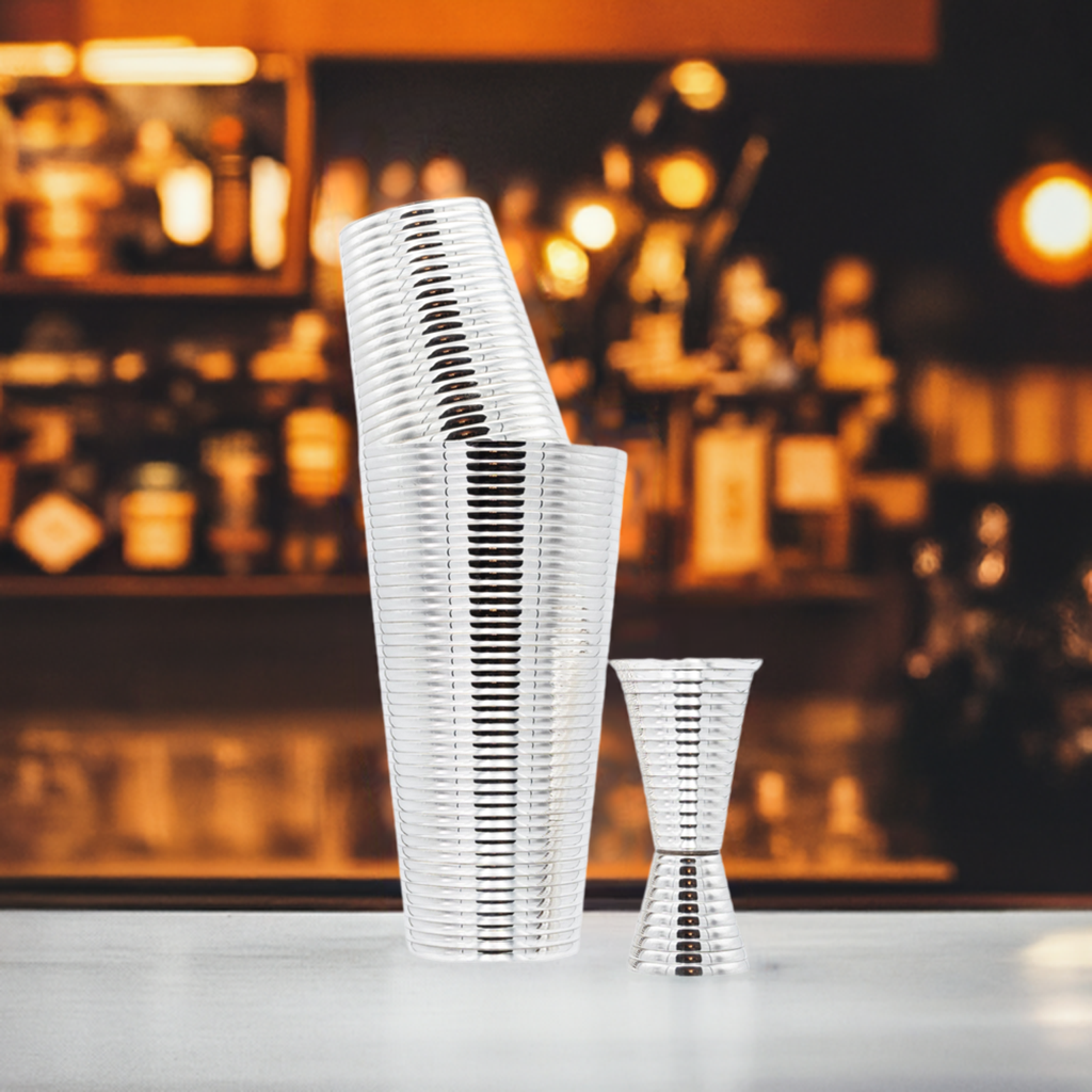 Fluted Silver 3-Piece Cocktail Shaker Set