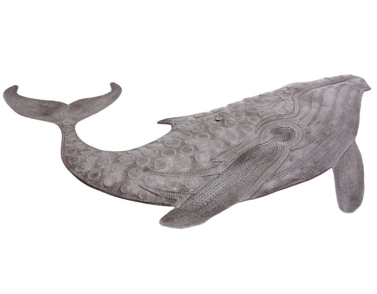 Haitian Metal Whale Wall Art 13"x11" Handmade Sculpture