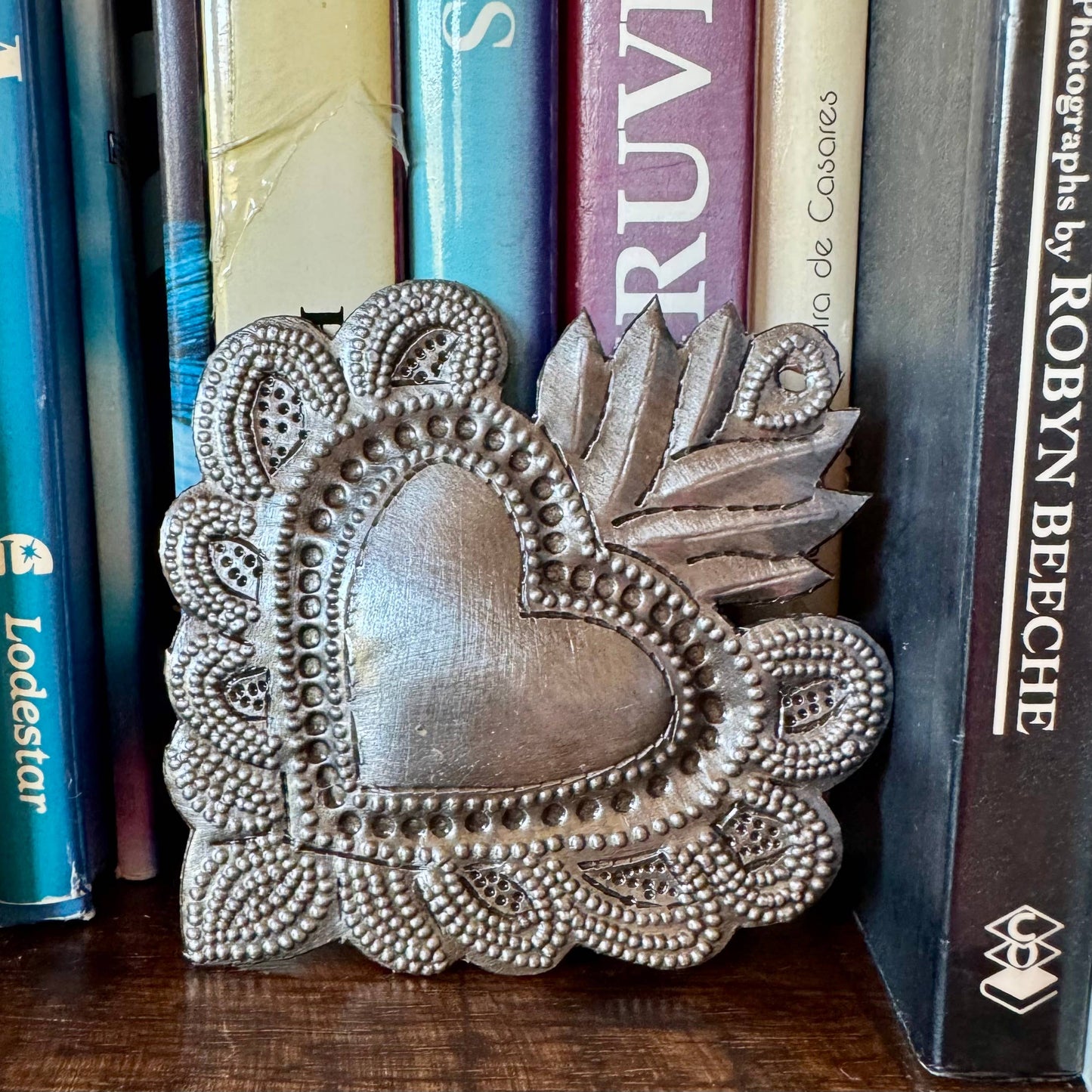 Sacred Heart, Wall Decor,Handmade Metal Haiti 3.25"x3.5"