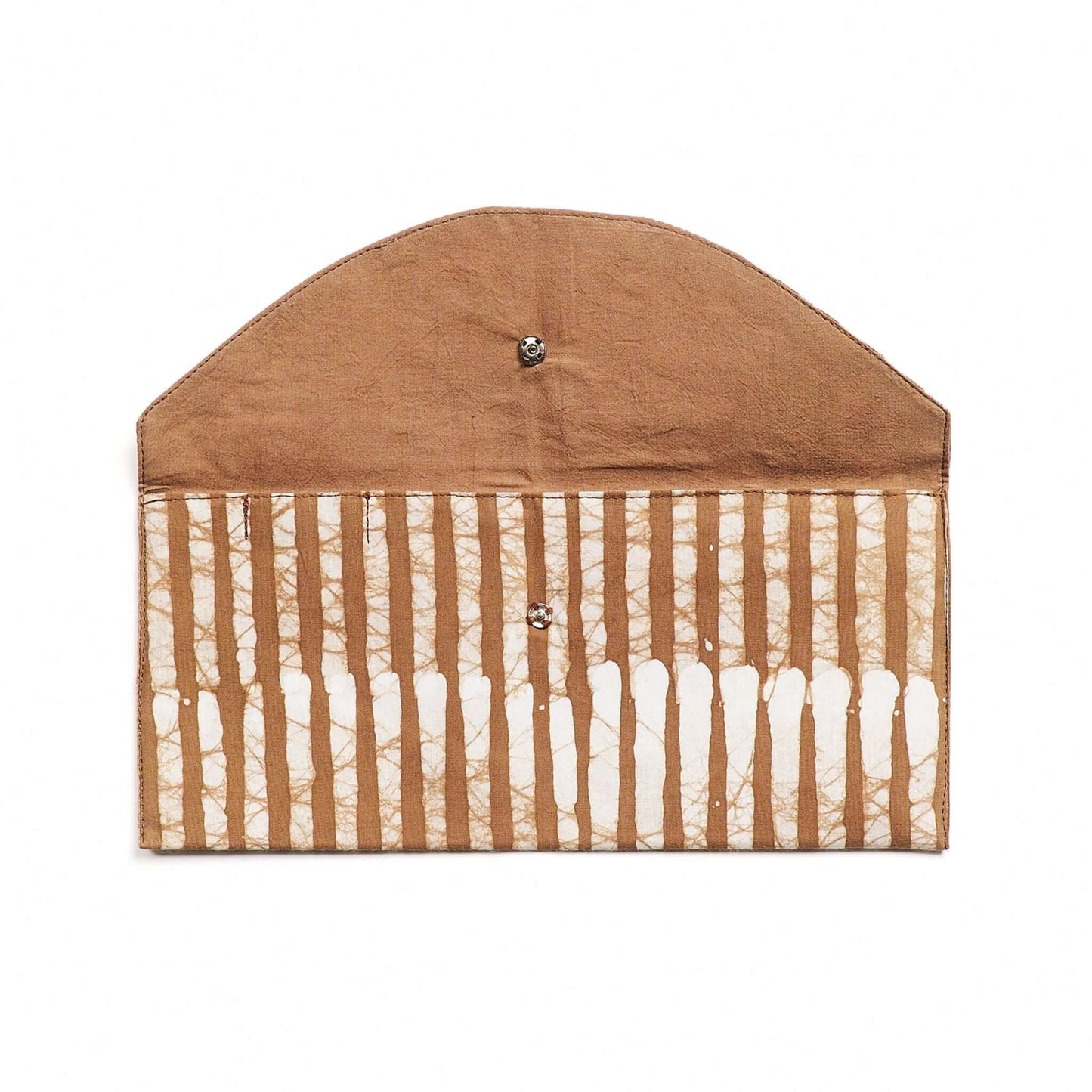 Oak Brown Stripes Cotton Wax Block Printed Envelope Pouch