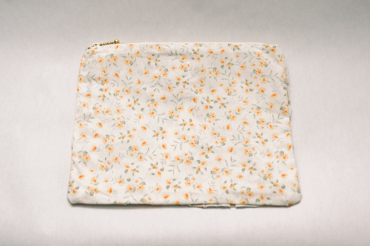 Lemon Blossoms | Timeless Floral Ruffle Zipper Pouch