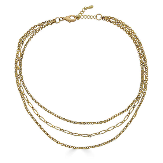Gold Delicate Three Strand Necklace