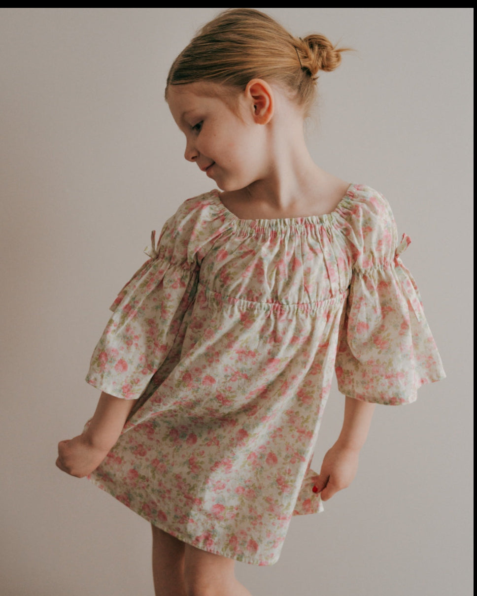 Kennedi Dress-Pink Blossom | Bell Sleeve