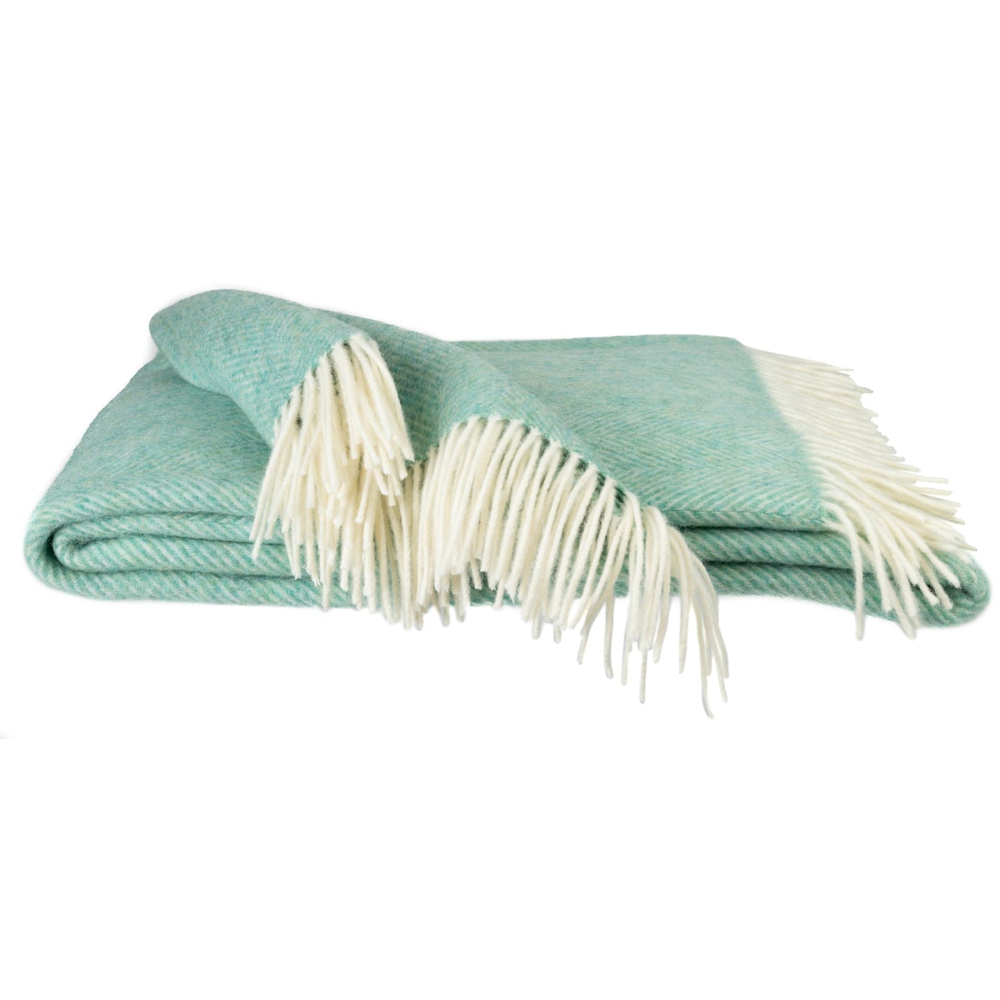 Southampton Home Merino Wool Herringbone Throw - Sea Glass