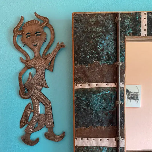 Boy with Guitar, Haitian Fair Trade, Metal Wall Art 6