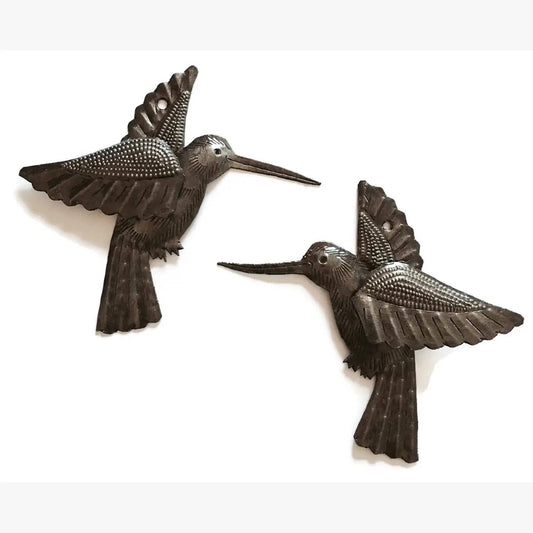 6" Set of 2 Hummingbirds, 3D Wings, Home Garden Accent