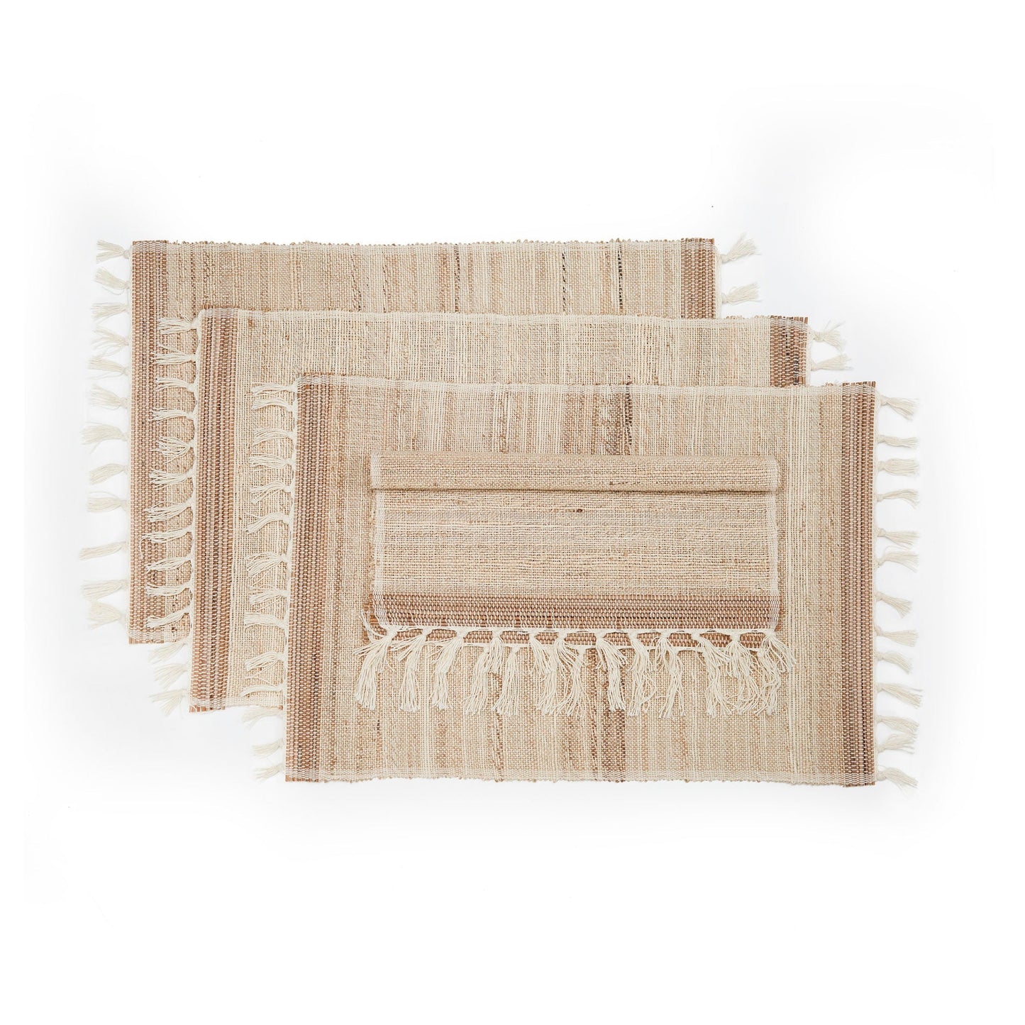 Handwoven Banana Fiber Placemats | 13″ × 19″ | Set of 4 | Fair Trade | Table Classics
