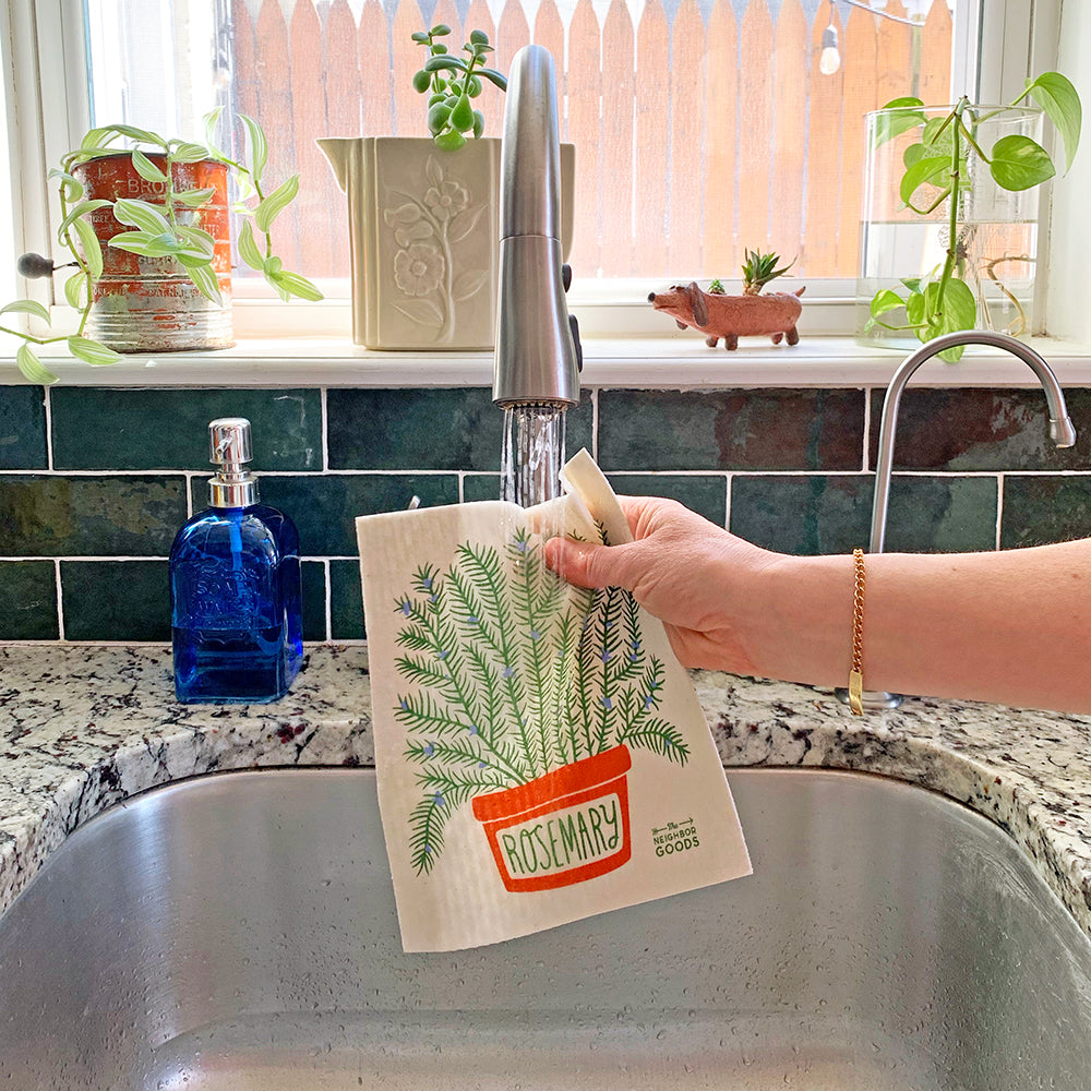 Rosemary Dish Towel + Sponge Cloth Gift Set