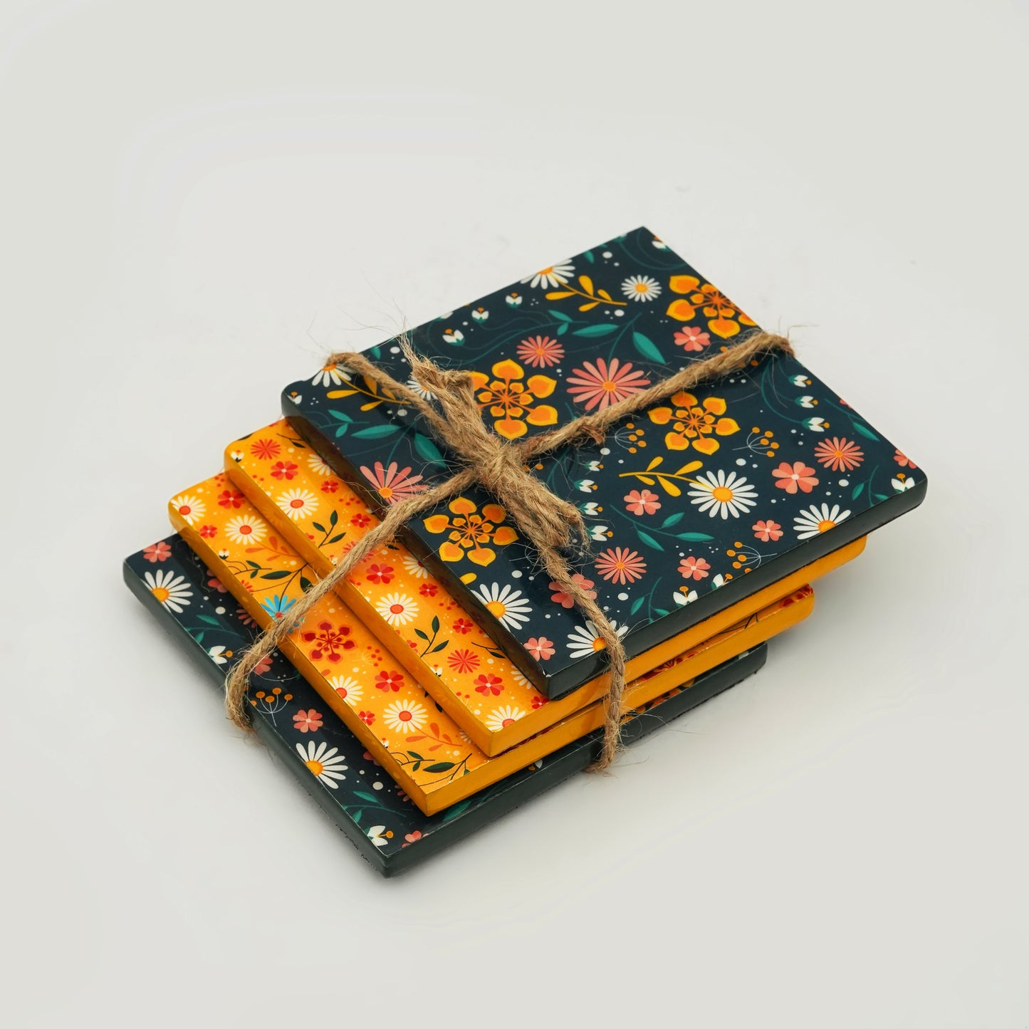 Sunburst Bloom Floral Coaster Set of 4