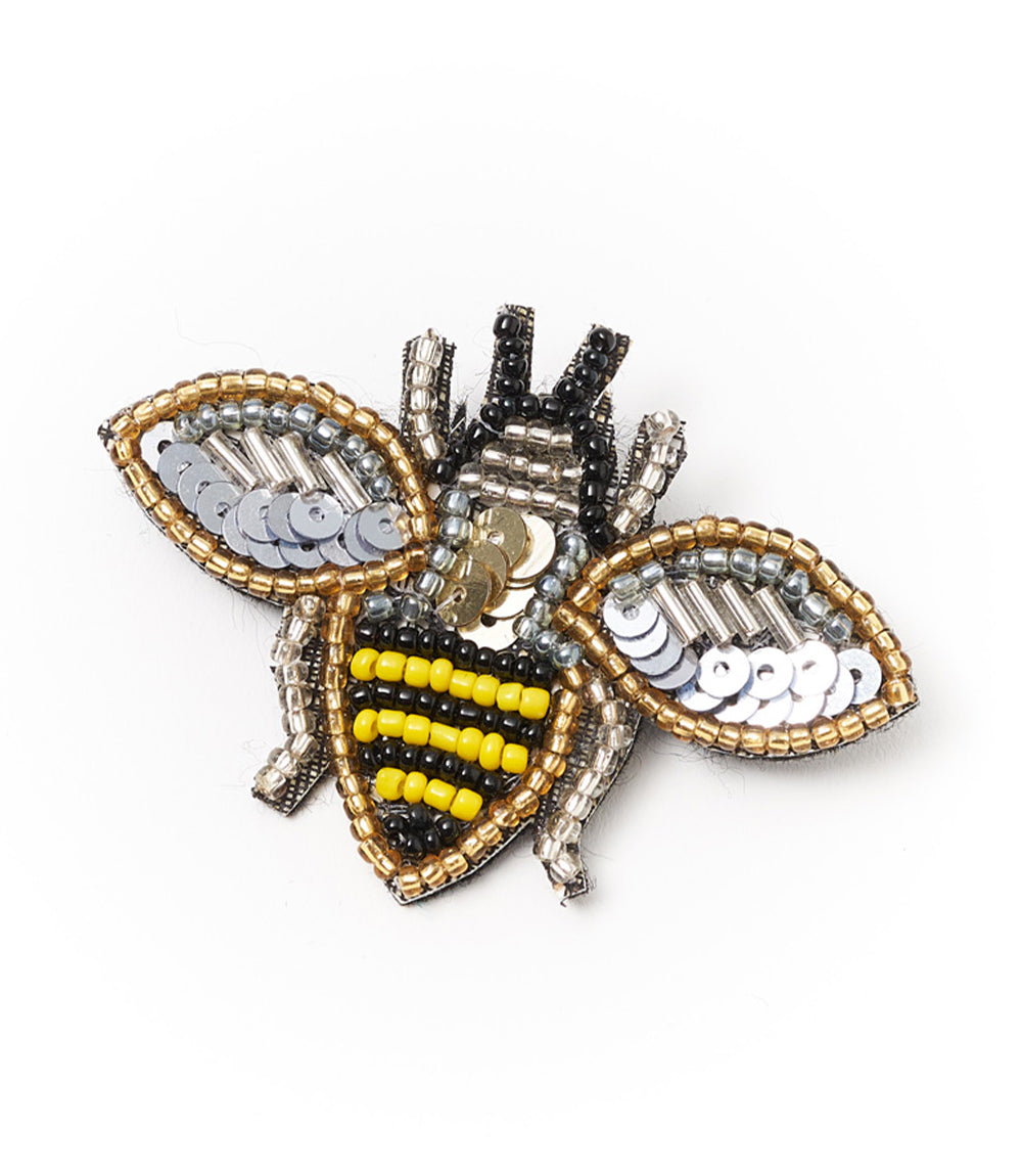 Bala Mani Beaded Bee Brooch Pin - Handmade