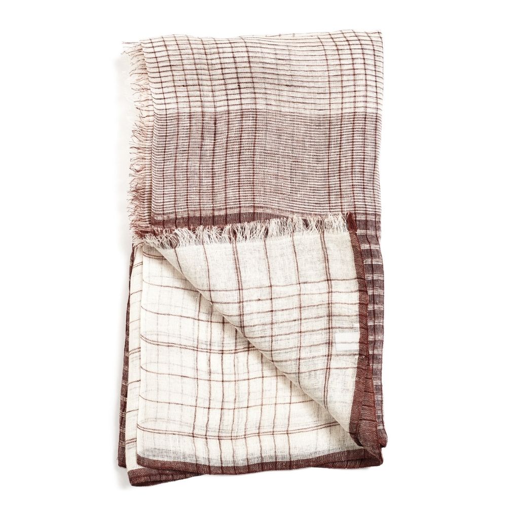 Auro Cinnabar Handwoven Earthy Rust Maroon Linen Scarf