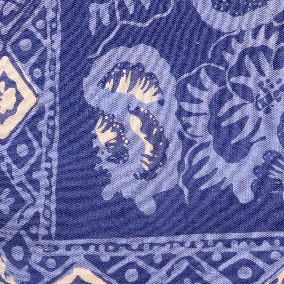 Large 39" Batik Bandana, Hand Dyed, 100% Soft Cotton, Oversized Large Head Scarf for Hair, Blue Roses