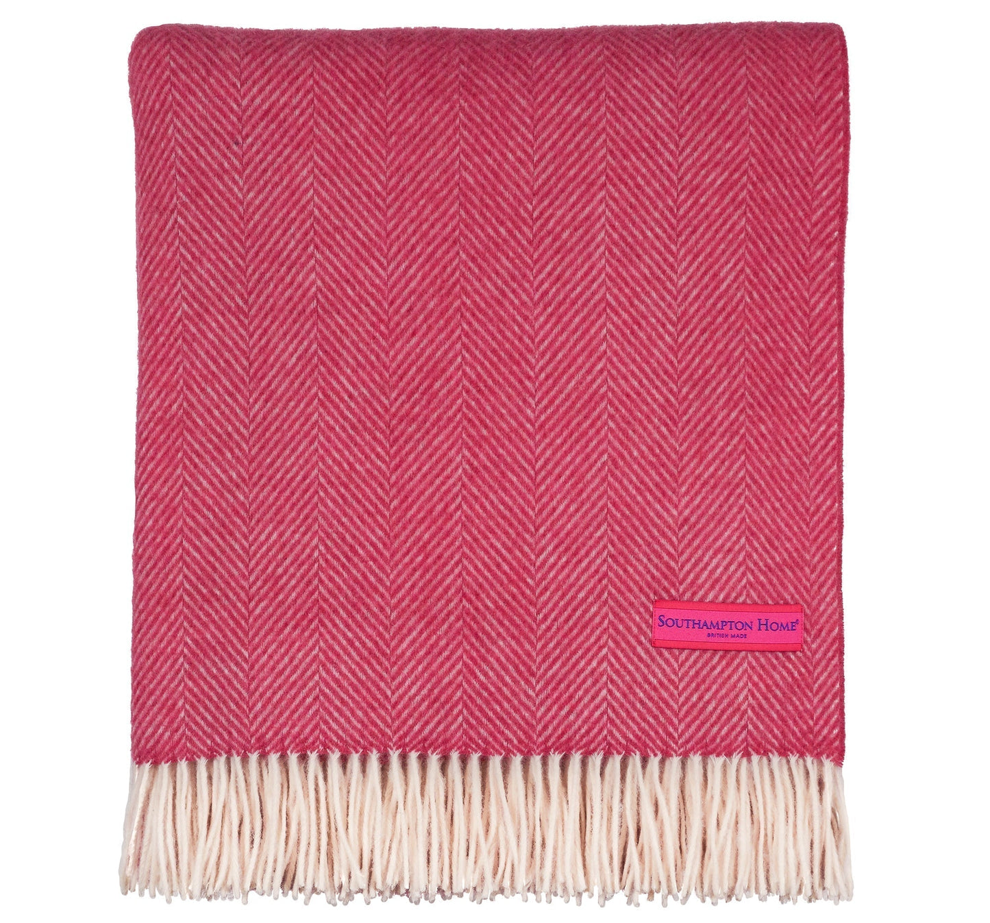 Southampton Home Merino Wool Herringbone Throw - Pink