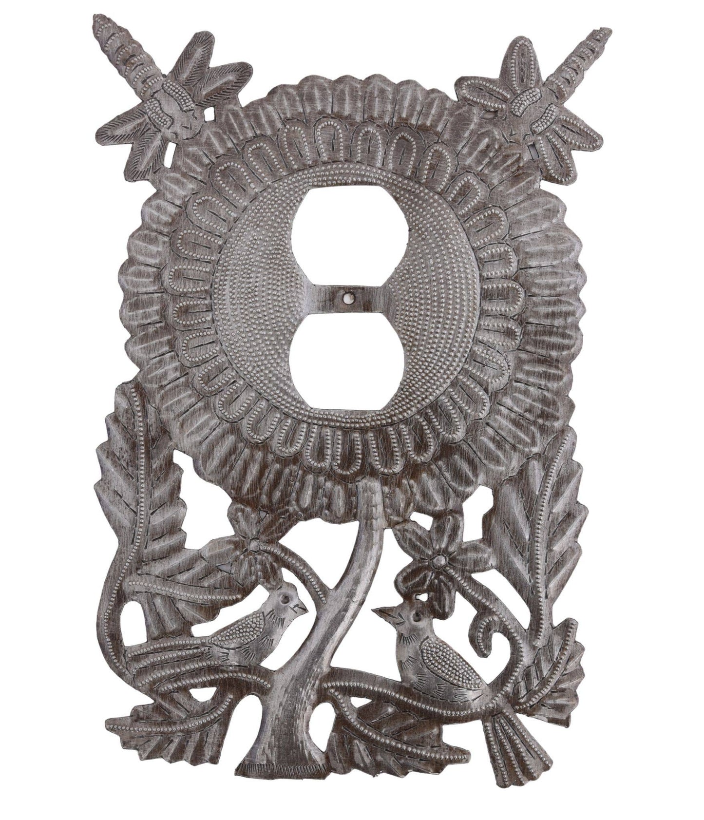 Haitian Metal Sunflowe Outlet Plate Cover with Dragonflies