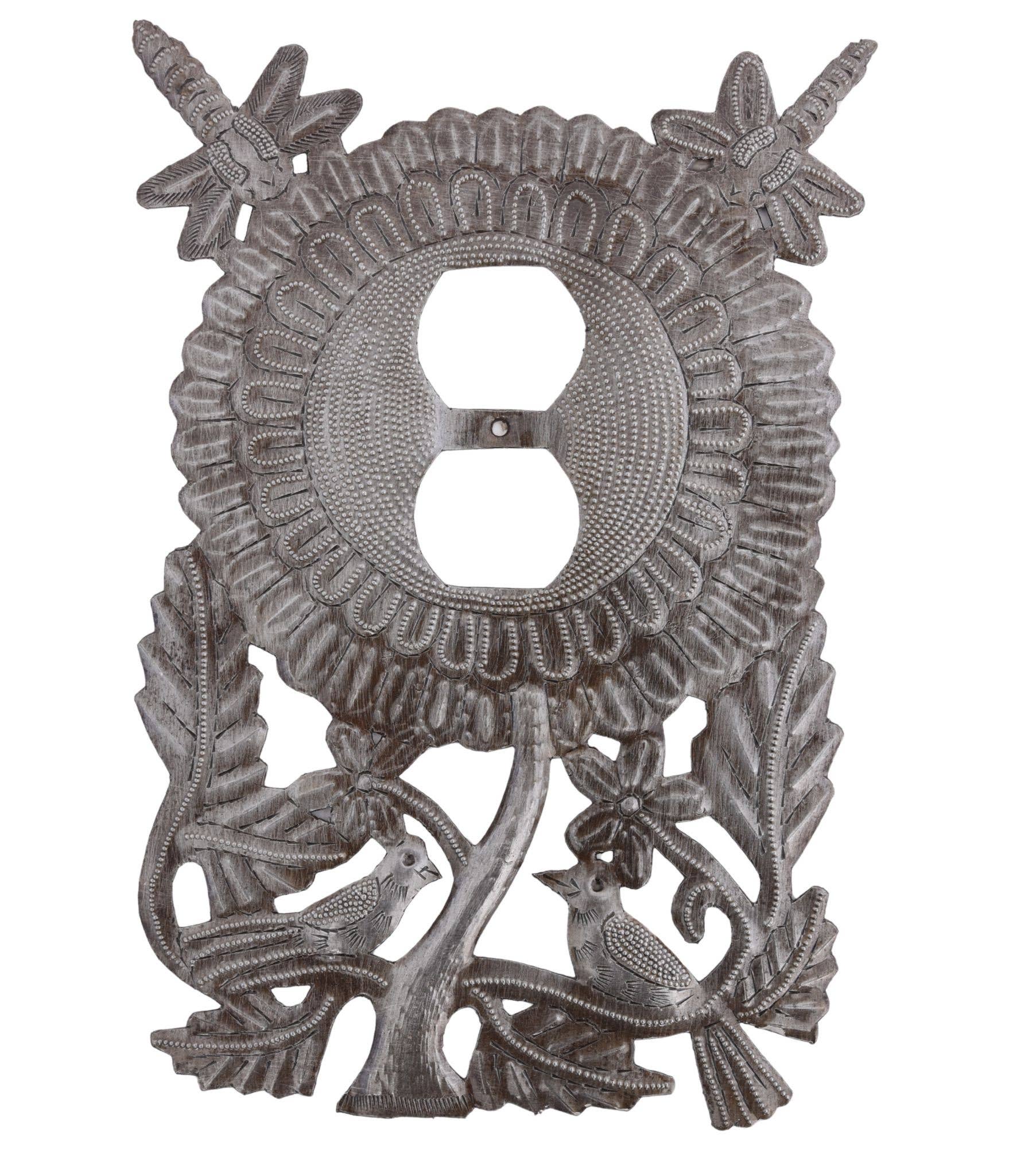 Haitian Metal Sunflowe Outlet Plate Cover with Dragonflies