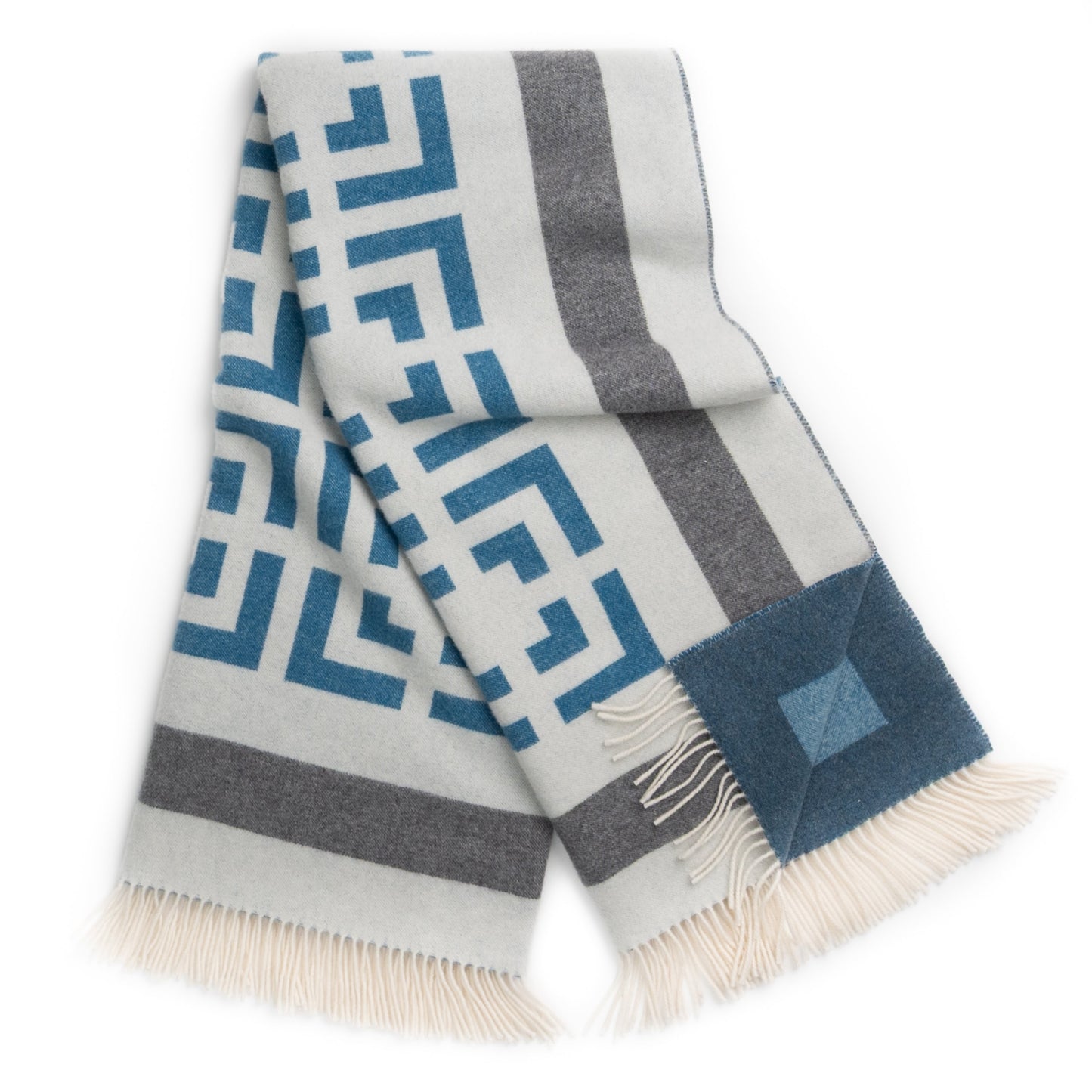 Blue Key Reversible Throw – Extra-Fine Italian Merino Wool