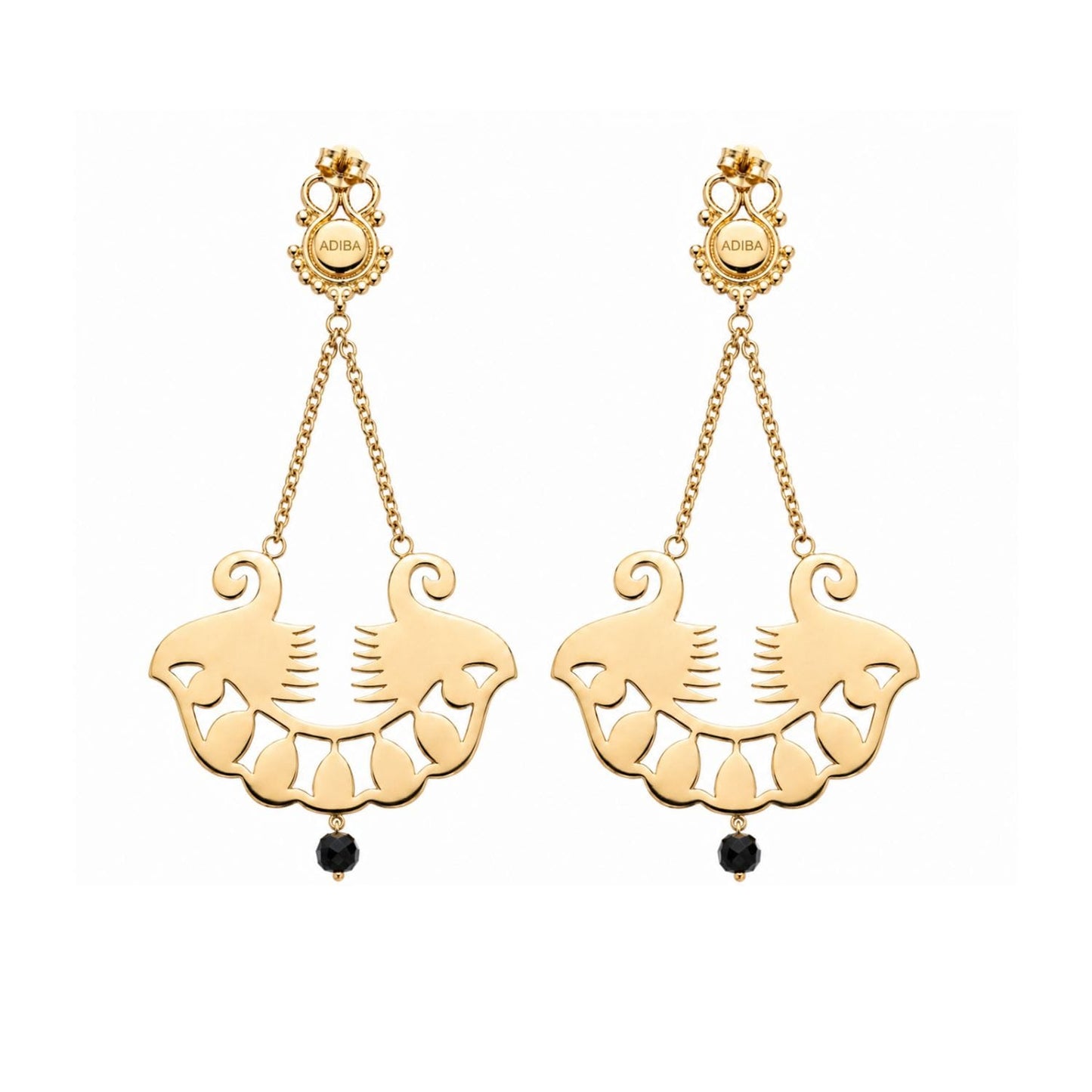 Pharaoh Lotus Royale Onyx Earrings - Pre Order