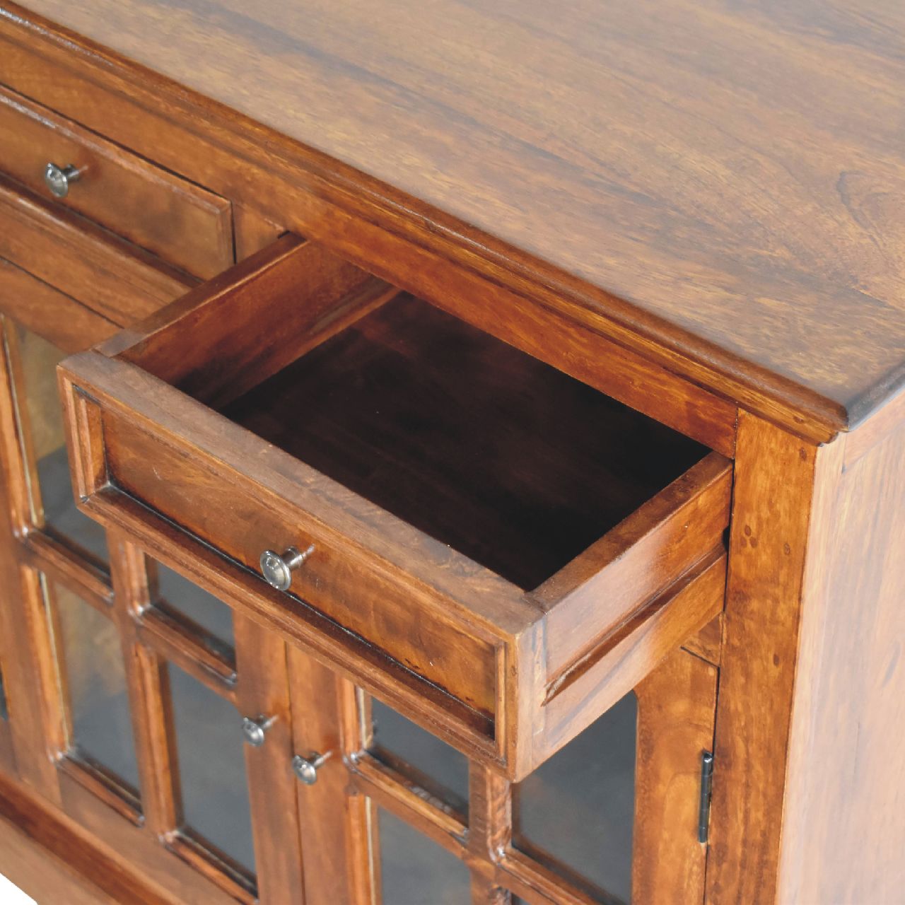 Solid Wood Large Glazed Sideboard