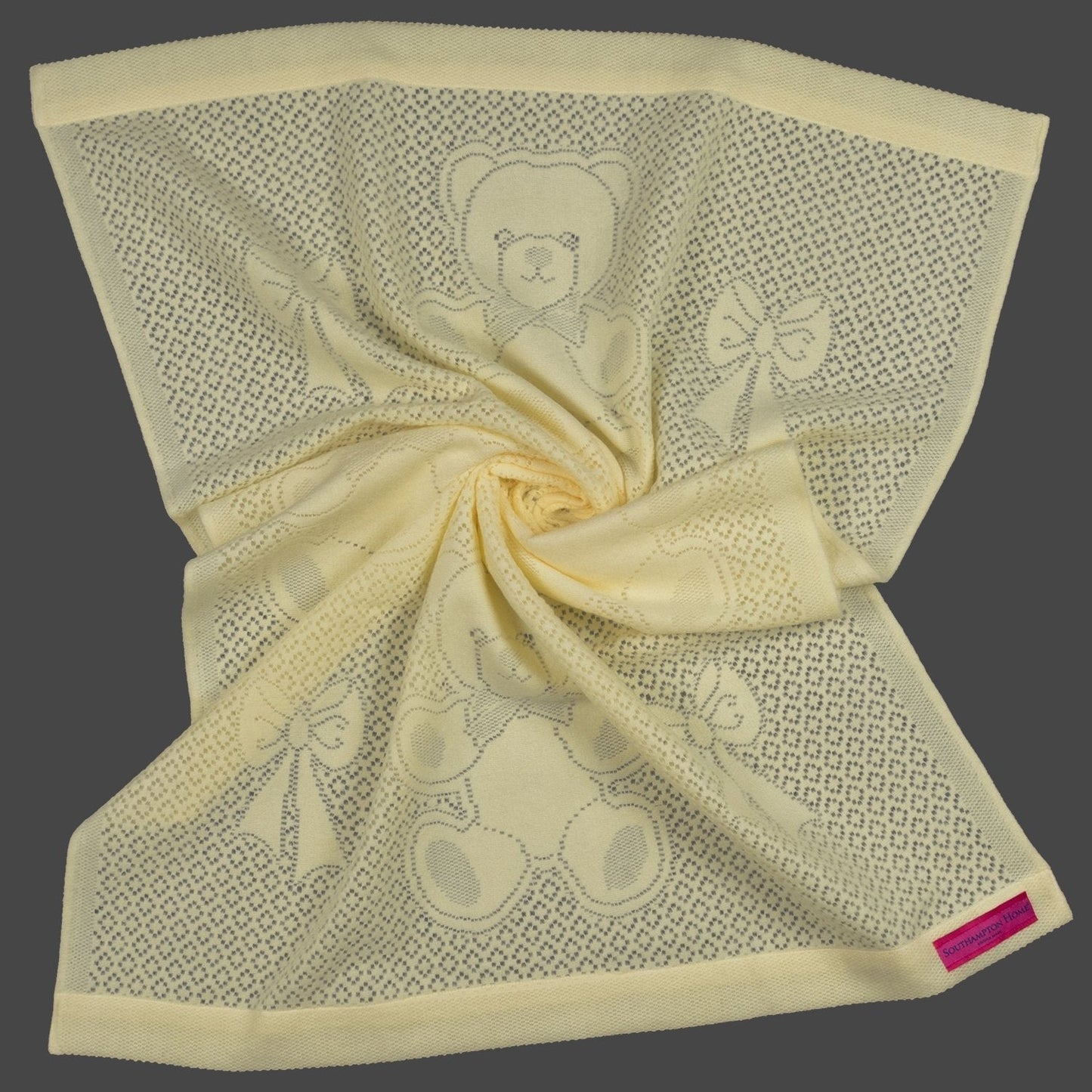 Southampton Home Lace Weave Bears & Bows Baby Blanket - Yellow
