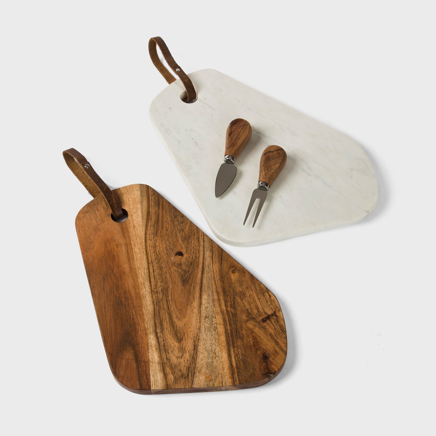 Marble and Acacia Wood Cutting Board, Set of 2