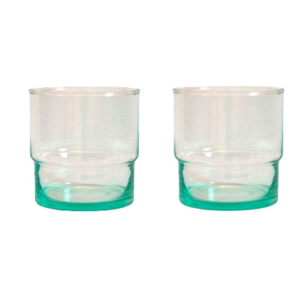 Moroccan Handblown Column Glasses | Set of Two