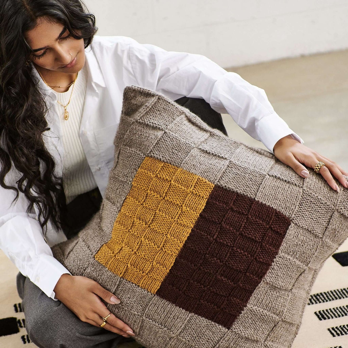 Andes Topaz Hand Knitted Large Andes Wool Pillow Cover