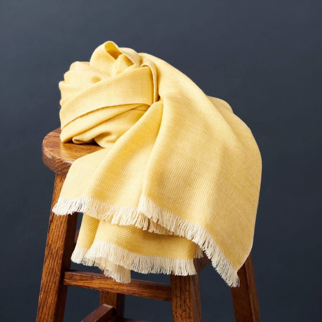 Dandelion Yellow Handloom Merino Light Weight Throw