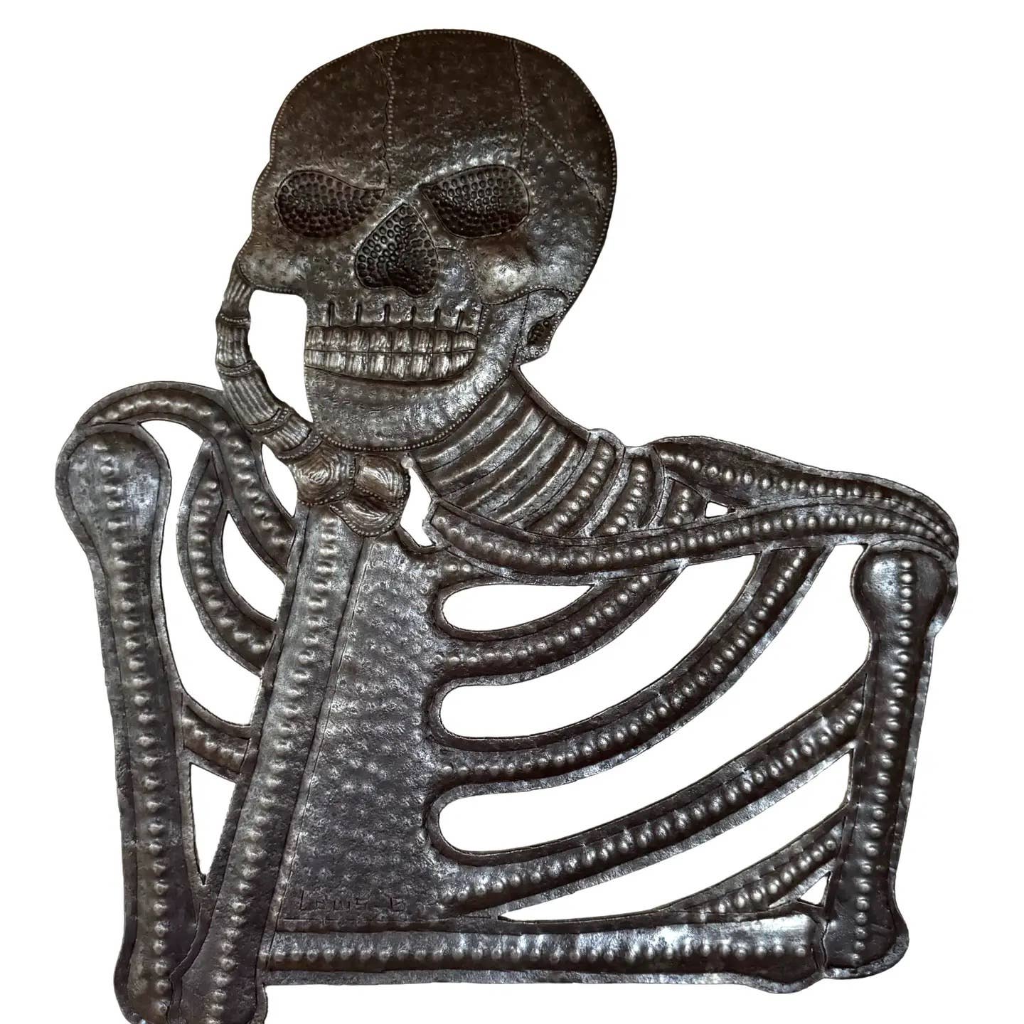 Thinking Skeleton Wall Art – Day of the Dead, Handmade